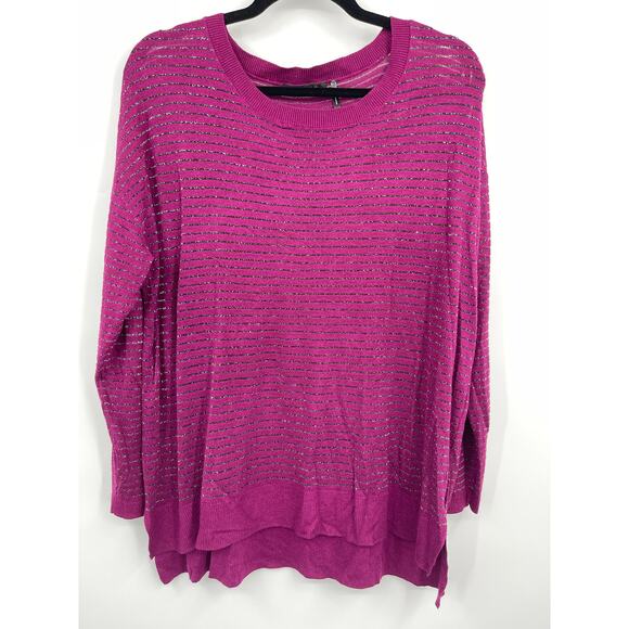 Daisy Fuentes Purple Knitted Long Sleeve Sweater Top Side Slit Womens Size XL - Picture 1 of 10